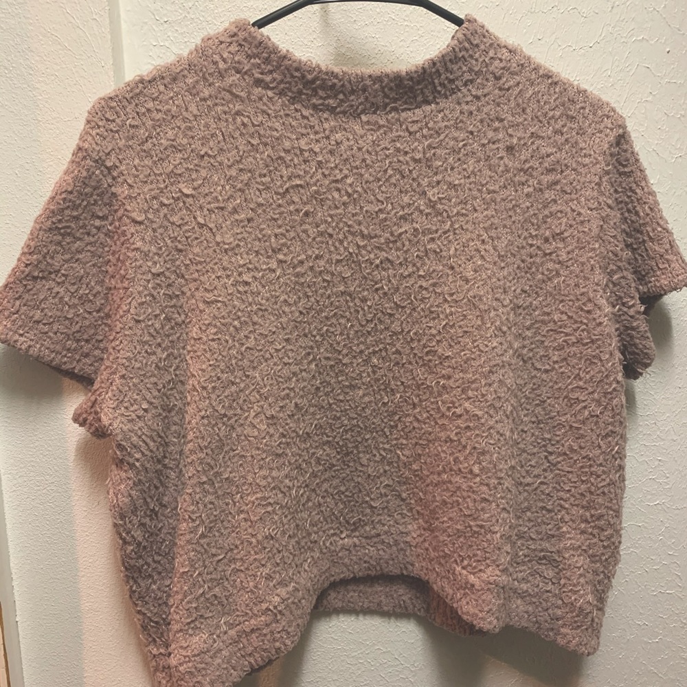 Pink Faux Fur Mock Neck